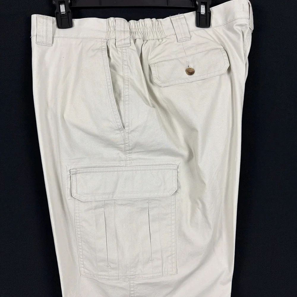 LL Bean Mens Cargo Pants 42x30 Light Khaki Comfort Waist Cotton Utility 191819